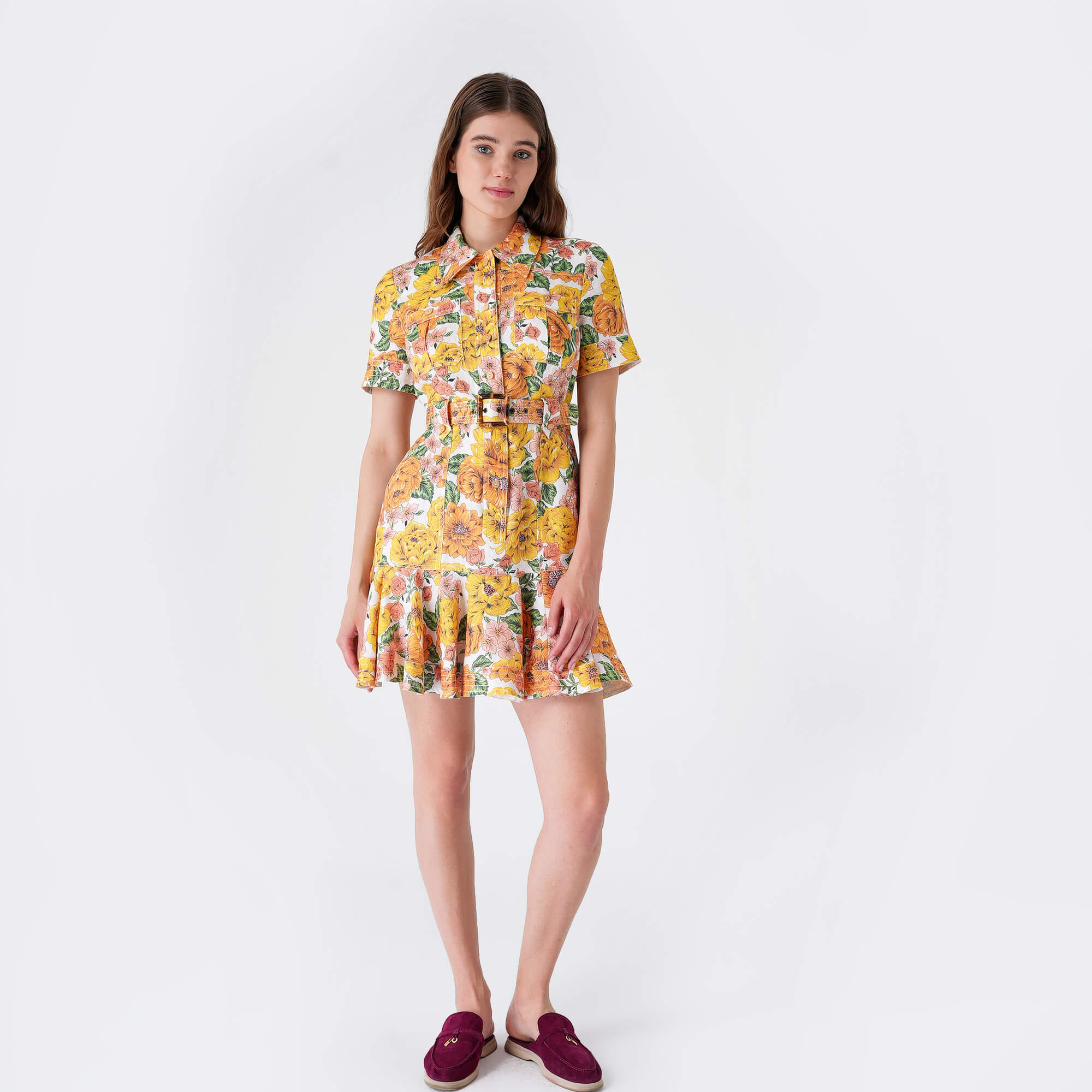 Zimmermann - Yellow&Orange&Green Floral Print With Both Dress